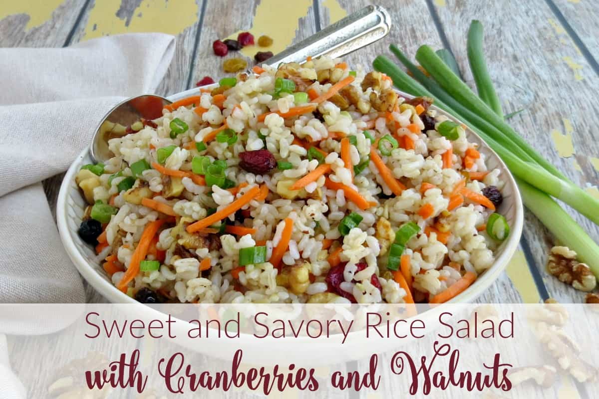 Sweet and Savory Rice Salad with Cranberries Walnuts
