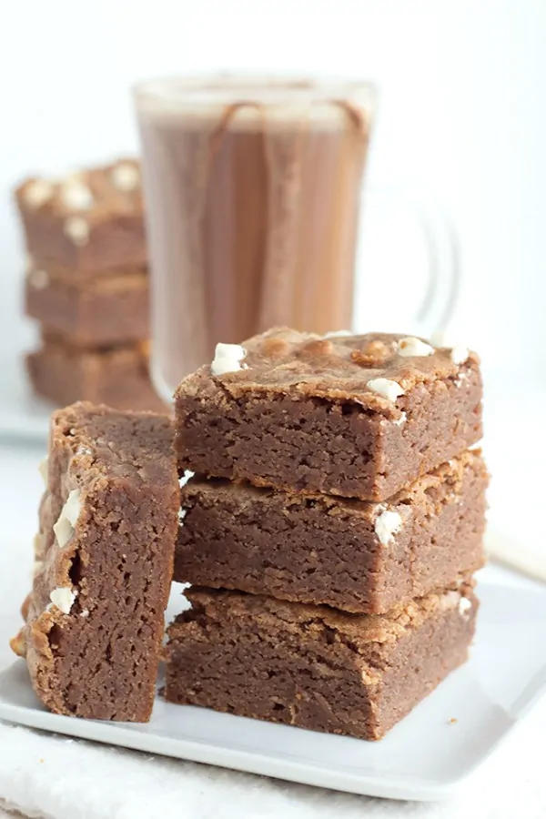 Hot Cocoa Brownies from Cookie Dough and Oven Mitt