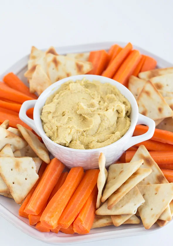 Pickled Vegetable Hummus from Cookie Dough and Oven Mitt