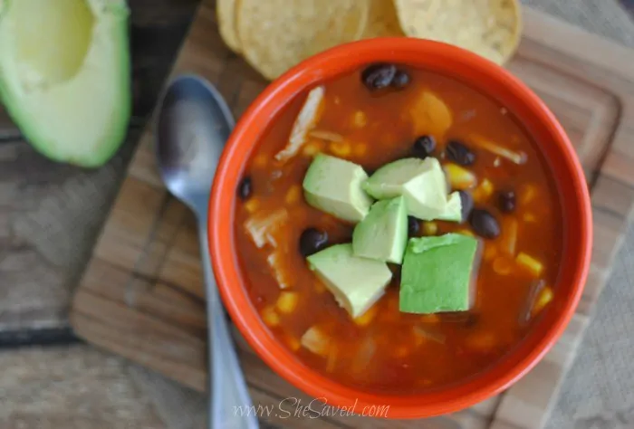 Easy Chicken Enchilada Soup from She Saved