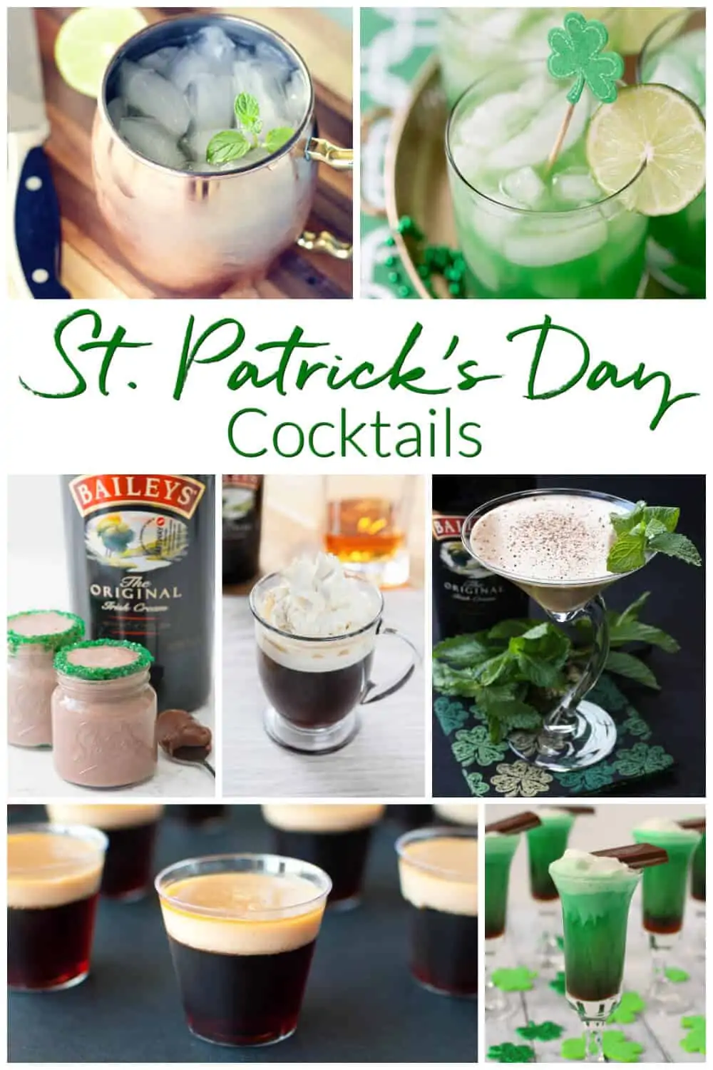 Collection of St Patrick's Day cocktails