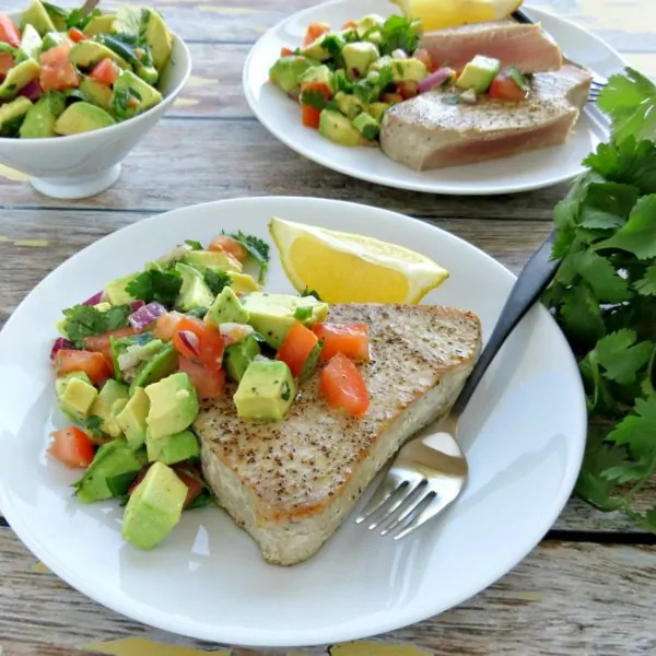 Pan Seared Ahi Tuna Steaks with Avocado Salsa Recipe