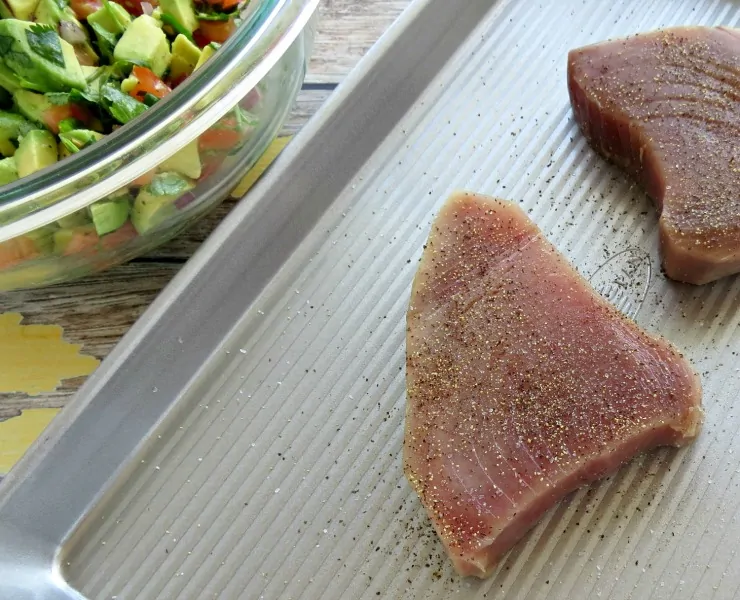 Pan Seared Ahi Tuna Steaks with Avocado Salsa Recipe Process 2