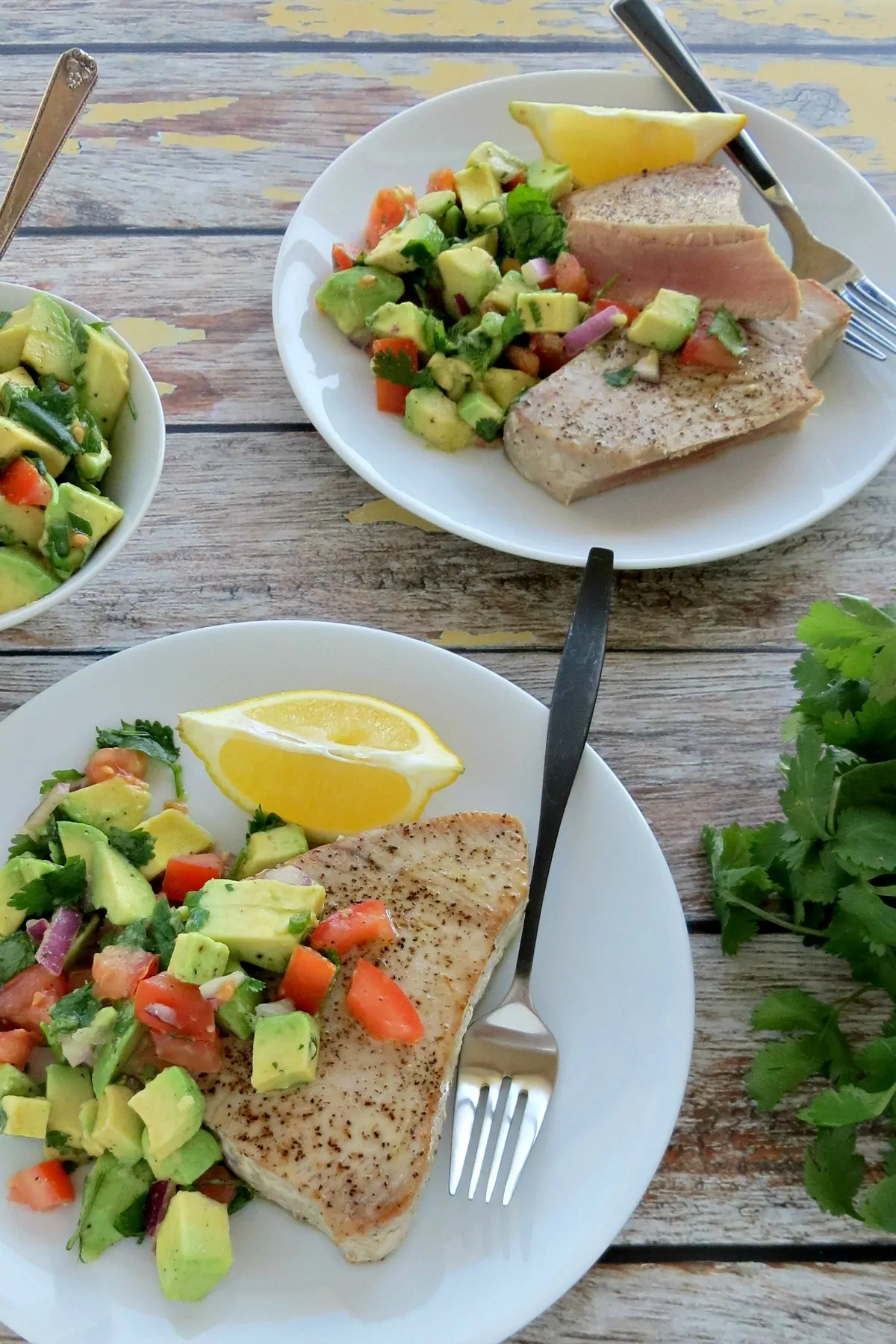 Pan Seared Ahi Tuna Steaks with Avocado Salsa