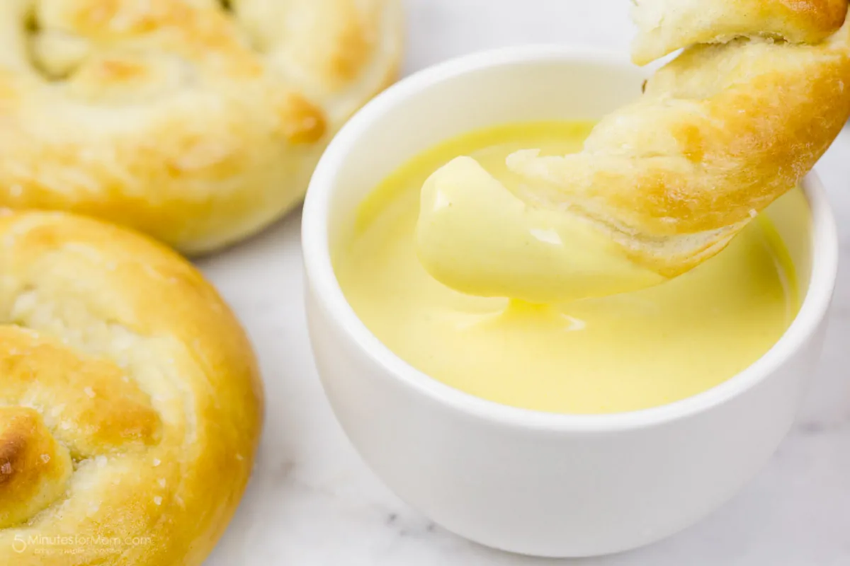 Homemade soft pretzels with honey mustard dip