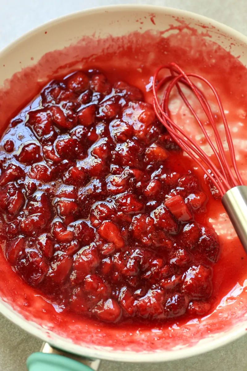 Strawberry Sweet Rolls Spreading Strawberries