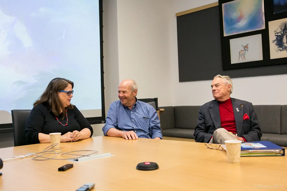 Disney Archivist Becky Cline with Donnie Dunagan and Peter Behn