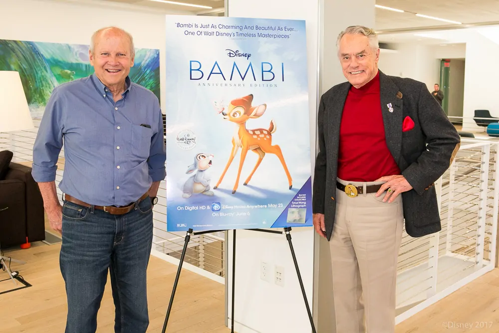 Donnie Dunagan and Paul Behn with Bambi Sign - Voices of Young Thumper and Bambi