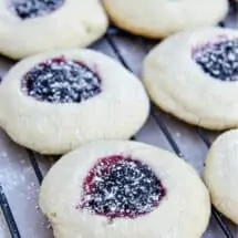 Gluten free boysenberry thumbprint cookie