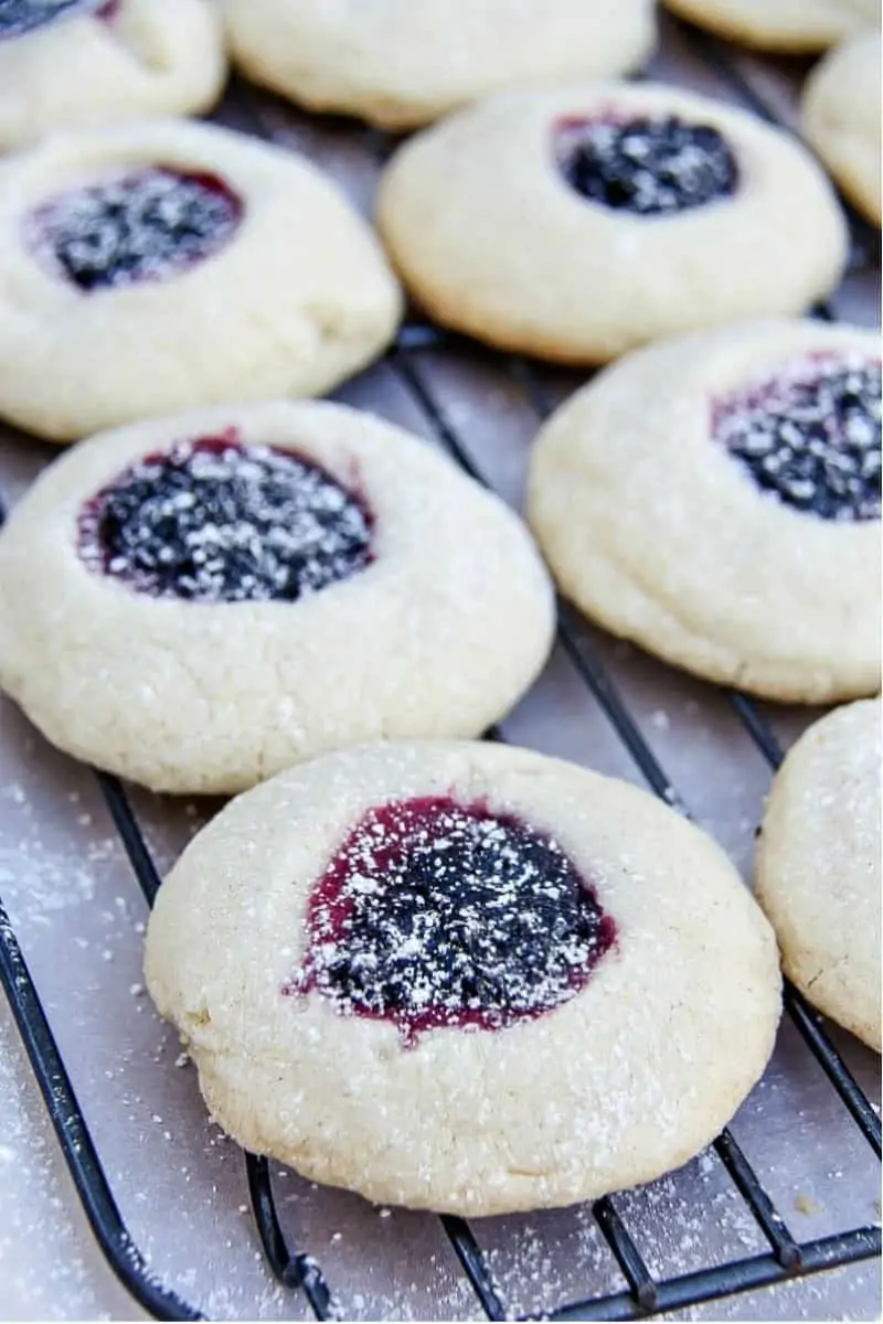 Gluten free boysenberry thumbprint cookie