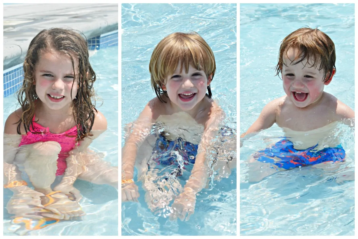 Jennifer Dawn's kids swimming in the summer