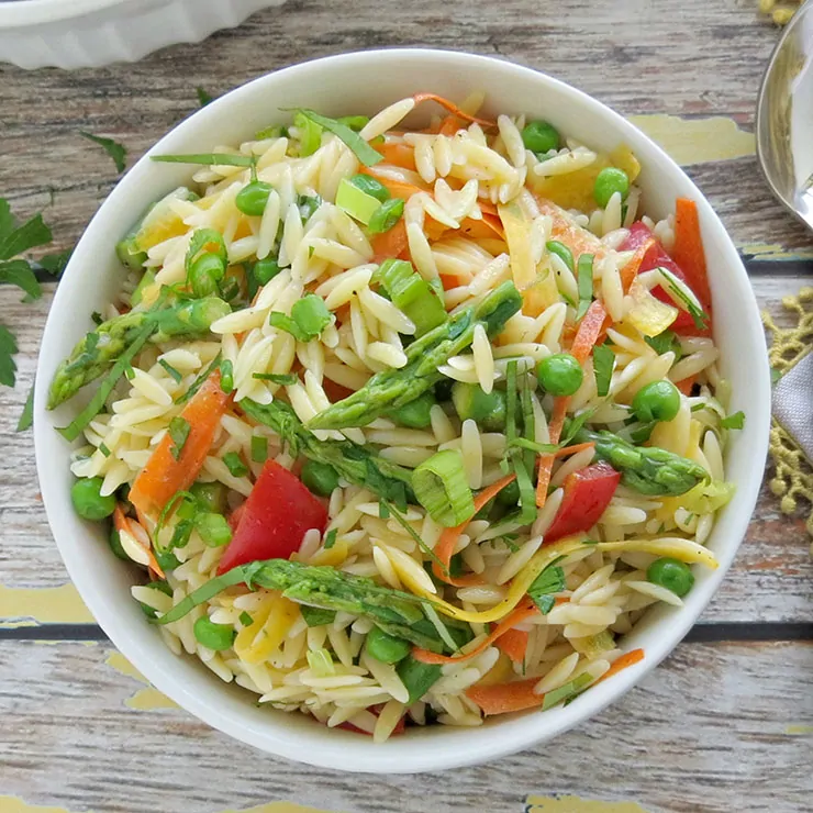 Fresh Vegetables and Orzo with Lemon Pasta Salad Vinaigrette