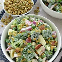 Lightened Up Broccoli Salad with Bacon. Broccoli salad is perfect any time of year. It's a great side dish or even a meal in itself!