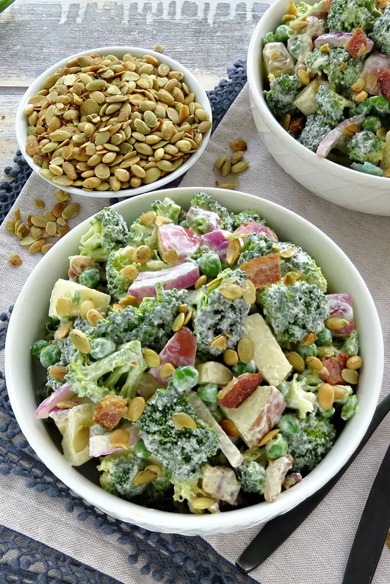 Lightened Up Broccoli Salad with Bacon. Broccoli salad is perfect any time of year. It's a great side dish or even a meal in itself!