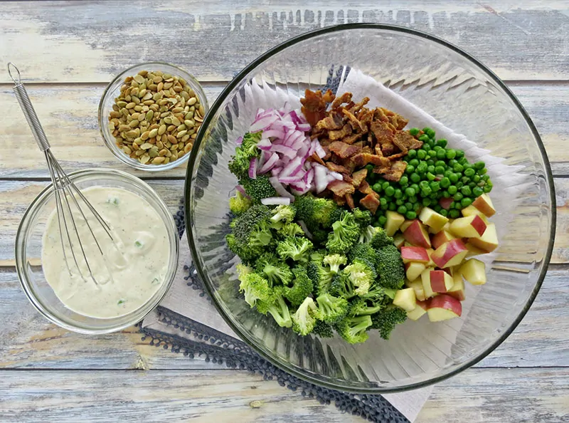 Lightened Up Broccoli Salad with Bacon. Broccoli salad is perfect any time of year. It's a great side dish or even a meal in itself!