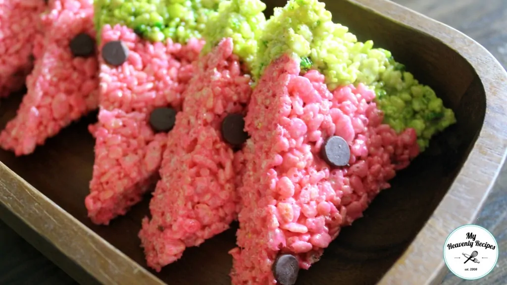 Watermelon Rice Krispie Treats from My Heavenly Recipes