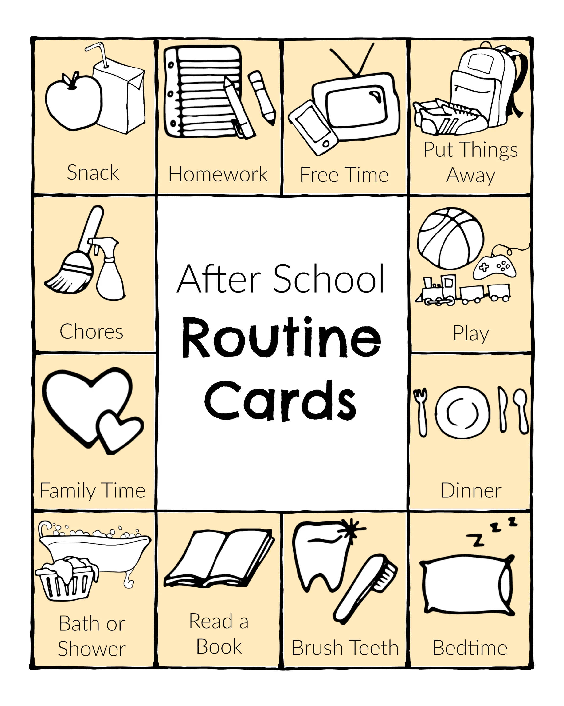 After School Routine Cards Printable