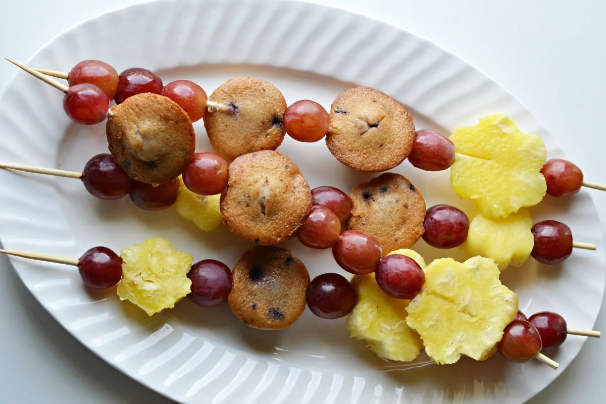 fruit and muffin kabobs - kids snack