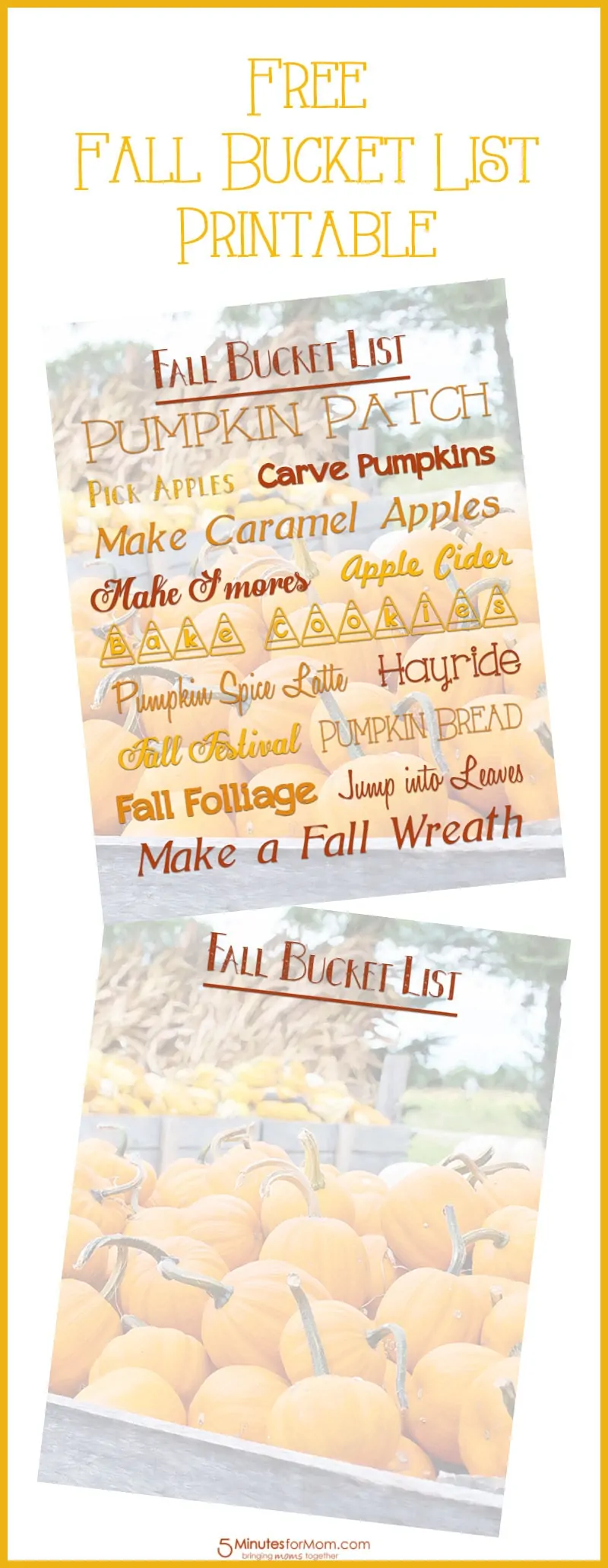 FREE Fall Bucket List Printable