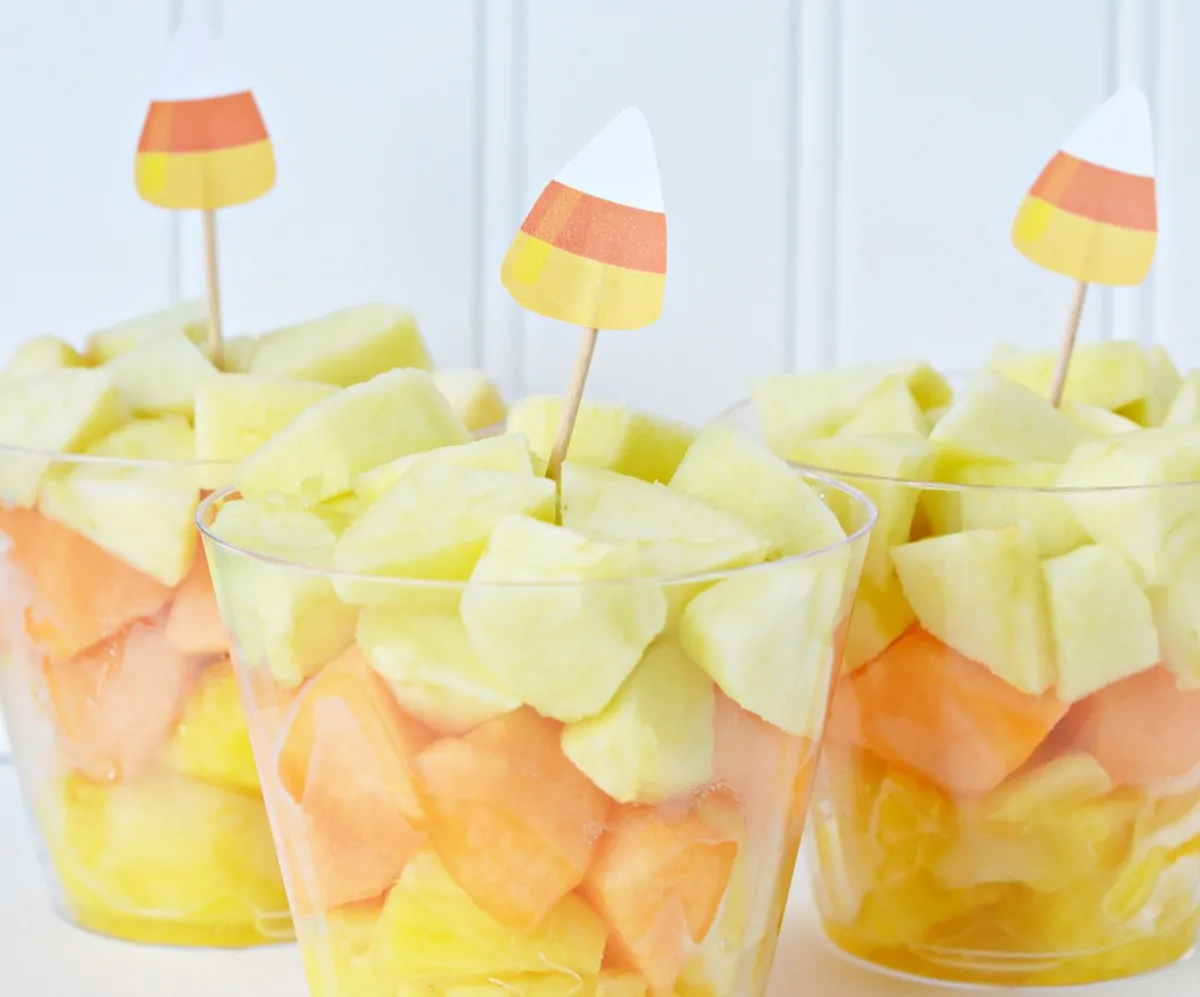 candy corn fruit cups for halloween