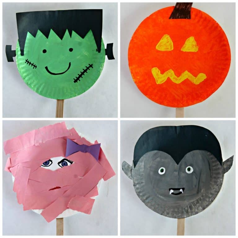 Paper Plate Halloween Stick Puppets