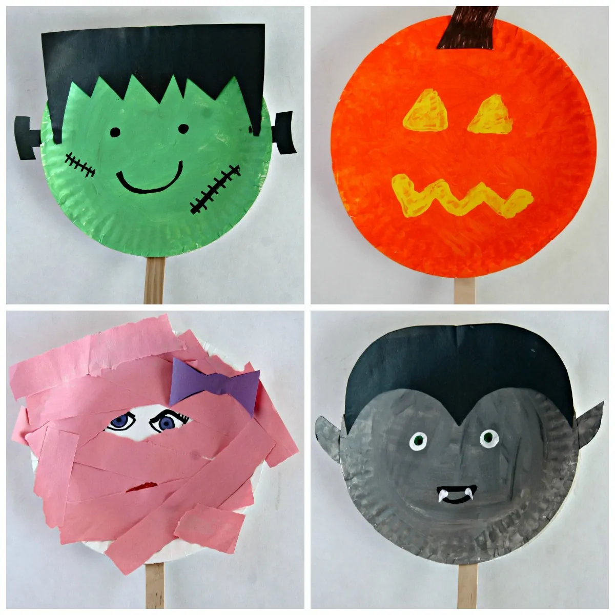 Paper Plate Halloween Stick Puppets