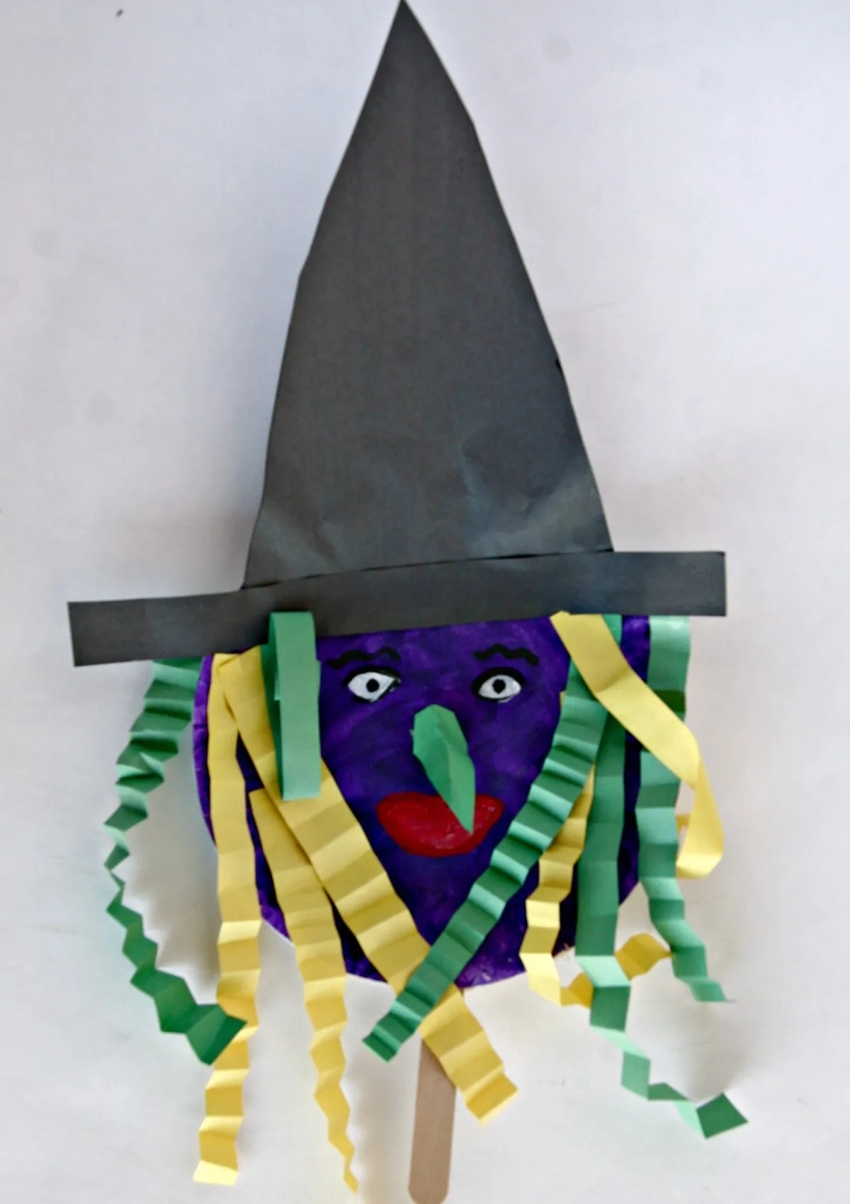 Witch Paper Plate Halloween Stick Puppet