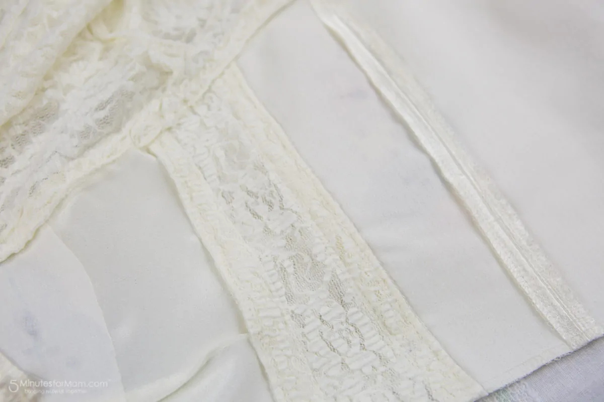 closeup view of the bodice stretch lace panels