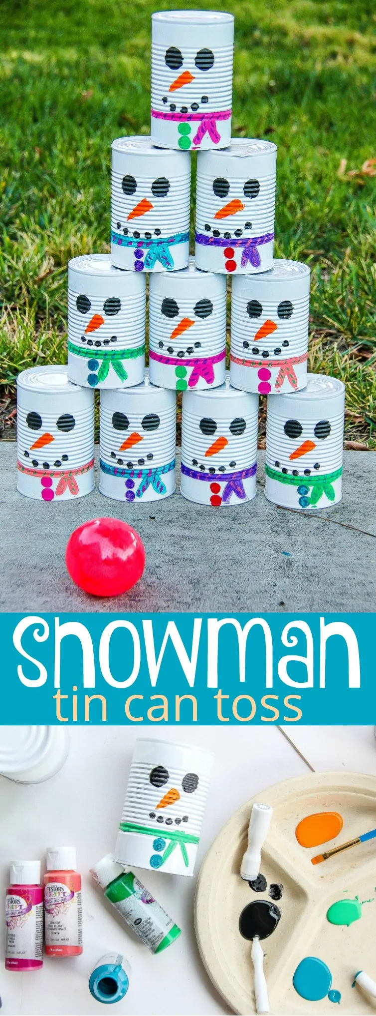 DIY Snowman Tin Can Toss Game