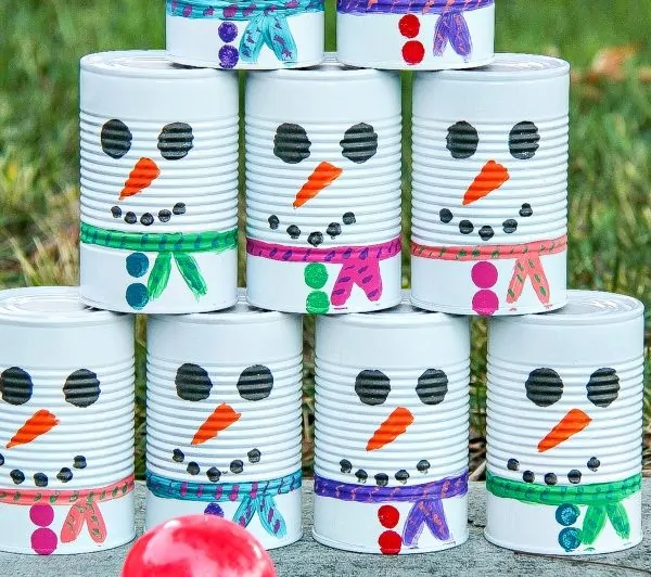 DIY Snowman Tin Can Toss – Fun Winter Activity For Kids