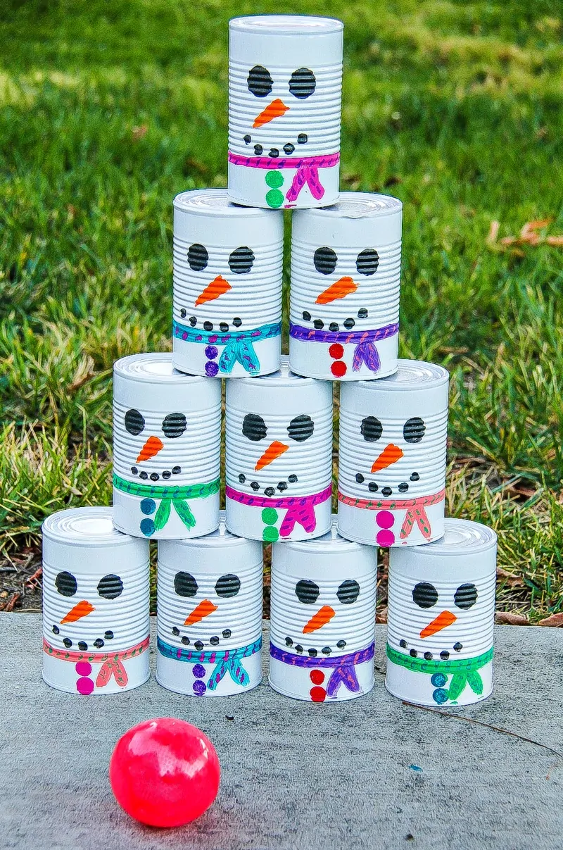 Snowman Tin Can Toss Game