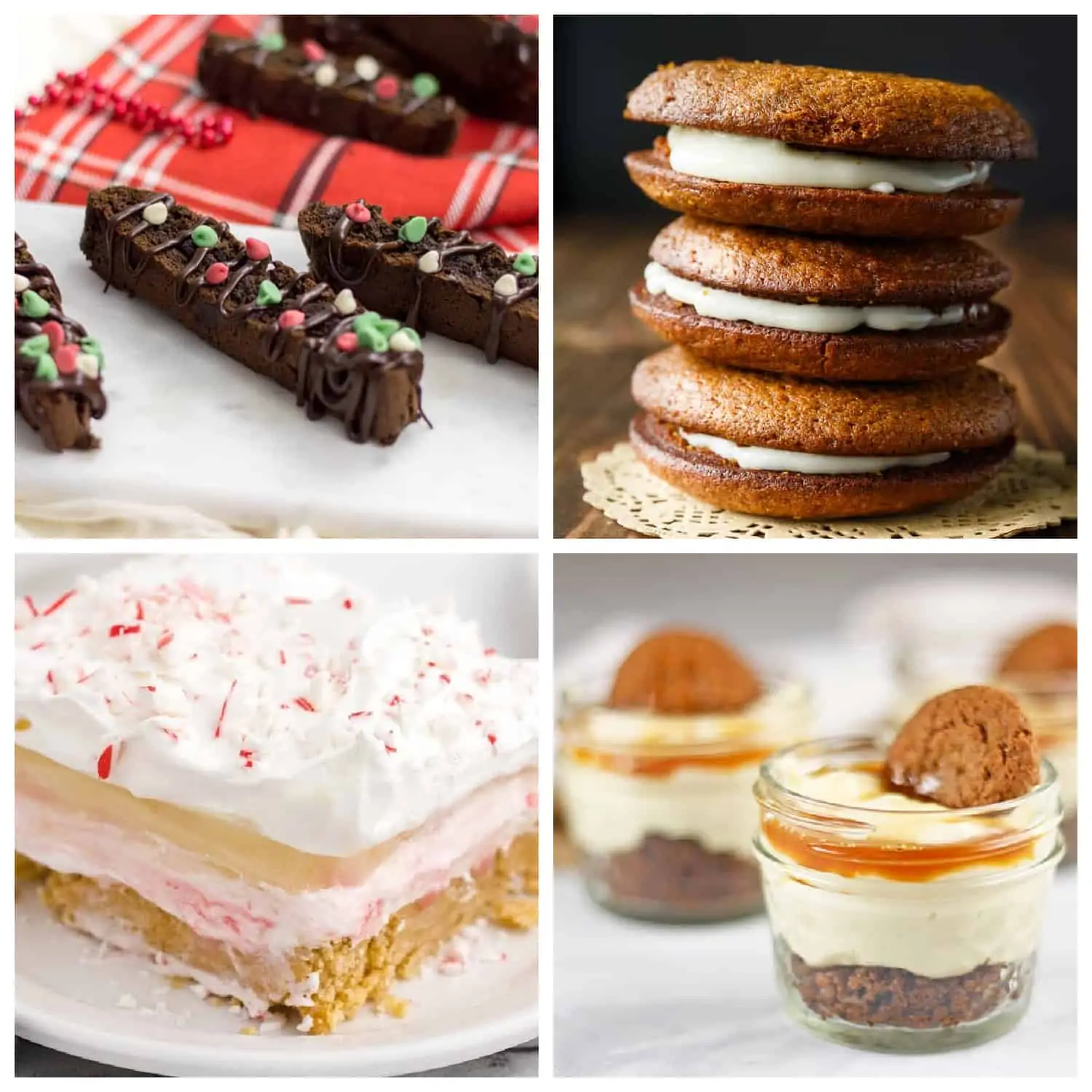 Collage of four Christmas desserts 