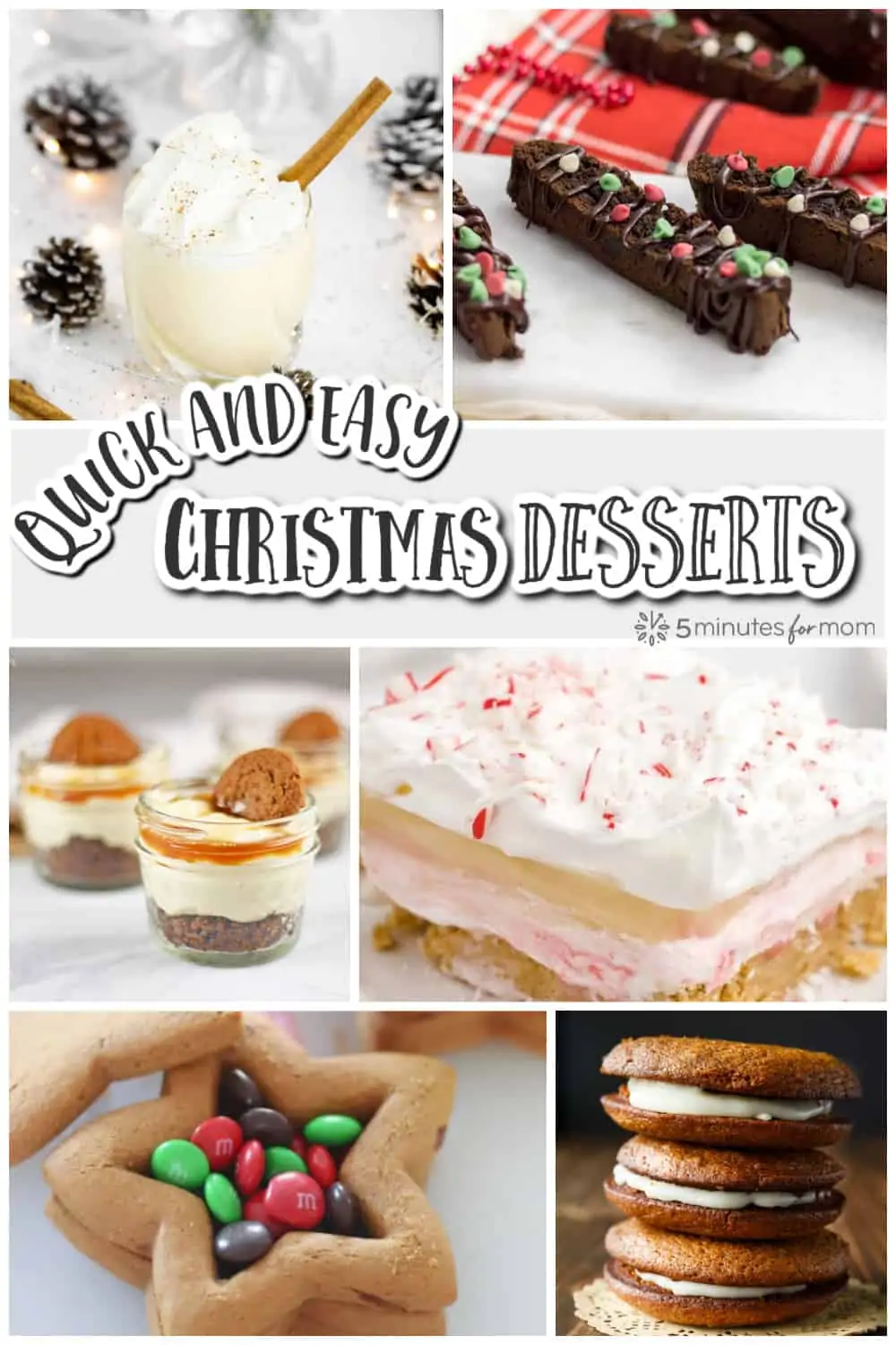 Collage of desserts - Text says "Quick and Easy Christmas Desserts"