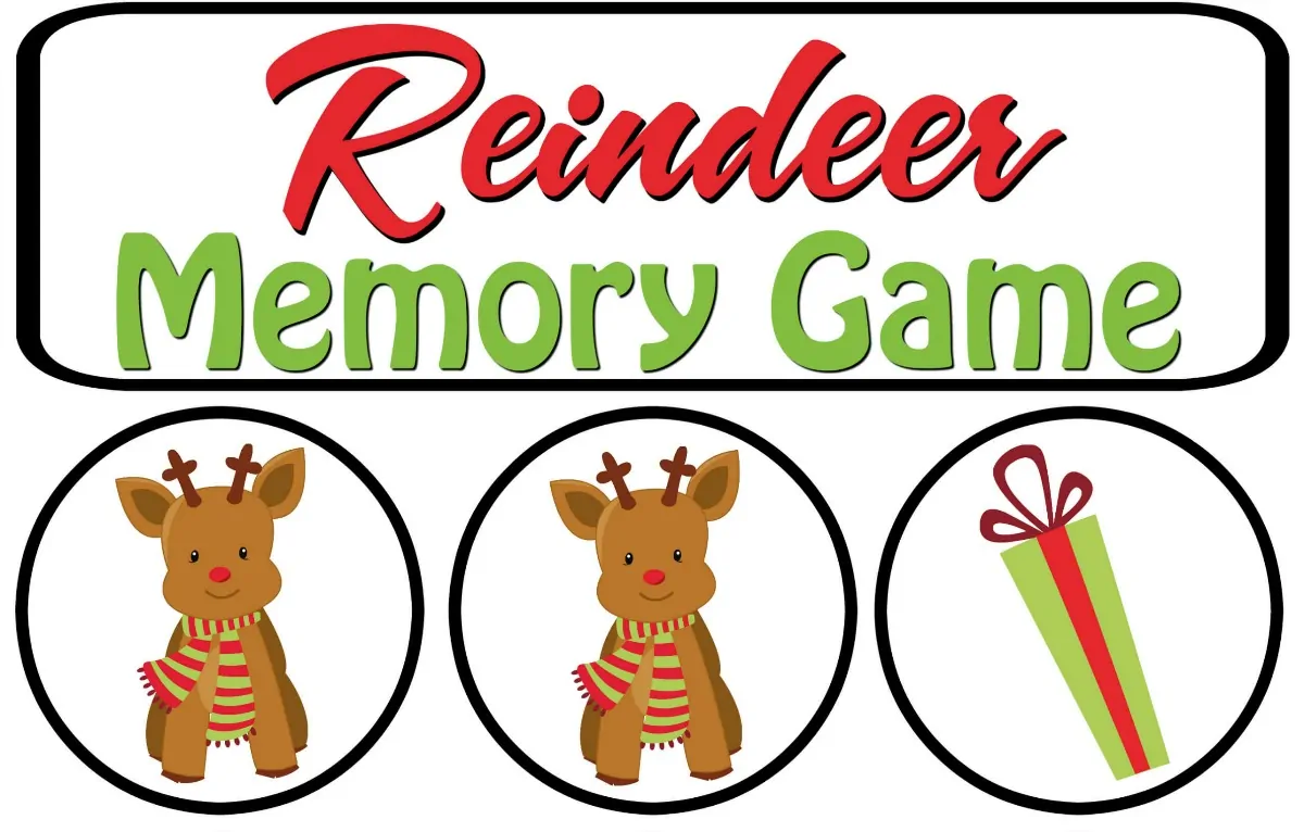 Reindeer Memory Game - Printable Activity For Preschoolers