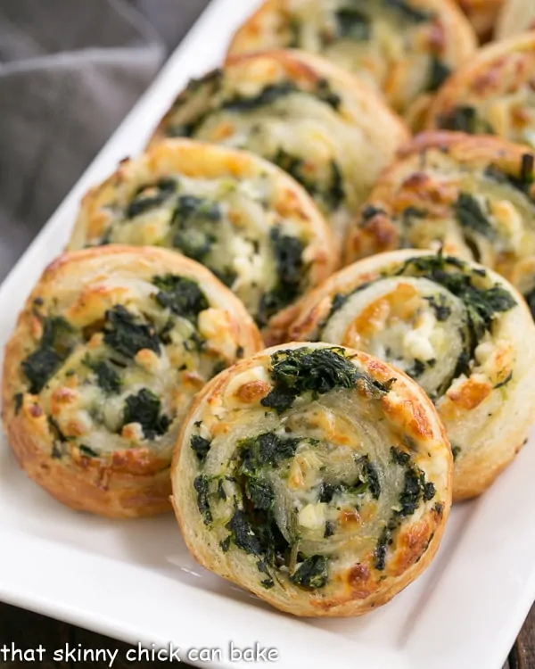 Spinach Feta Pinwheels from That Skinny Chick Can Bake