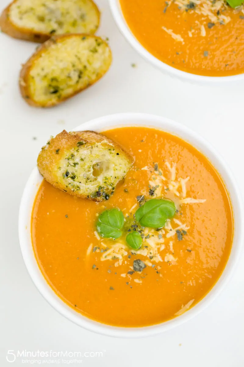 Easy Tomato Soup and Parmesan Baguette