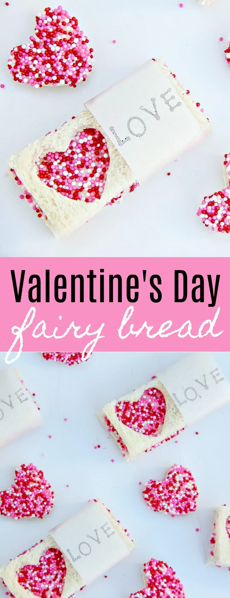 Valentine's Day Fairy Bread - How to make easy Valentine's Day fairy bread treats for kids. #ValentinesDay #Treat