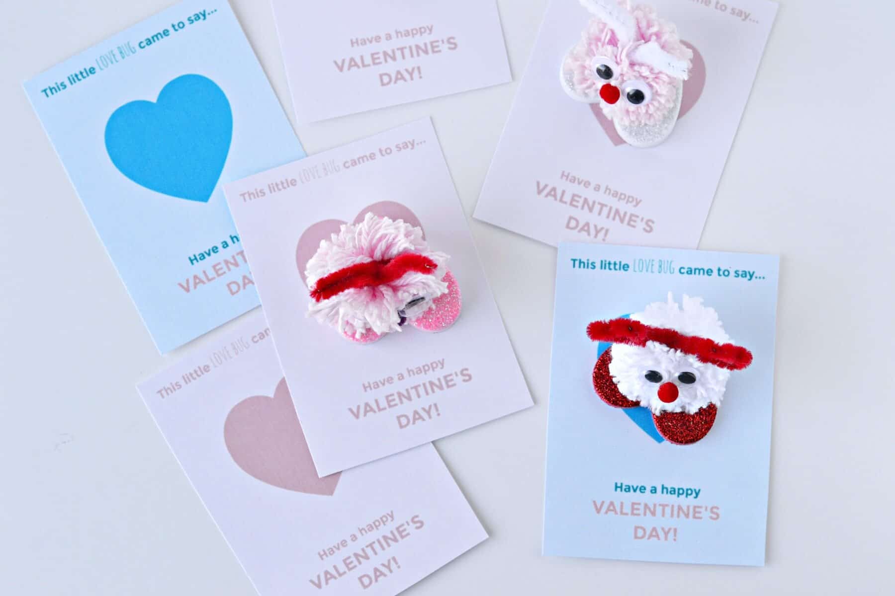 Wetland opfindelse akse Pom-Pom Love Bug Valentines -- Craft Tutorial and Free Printable  Valentine's Day Cards