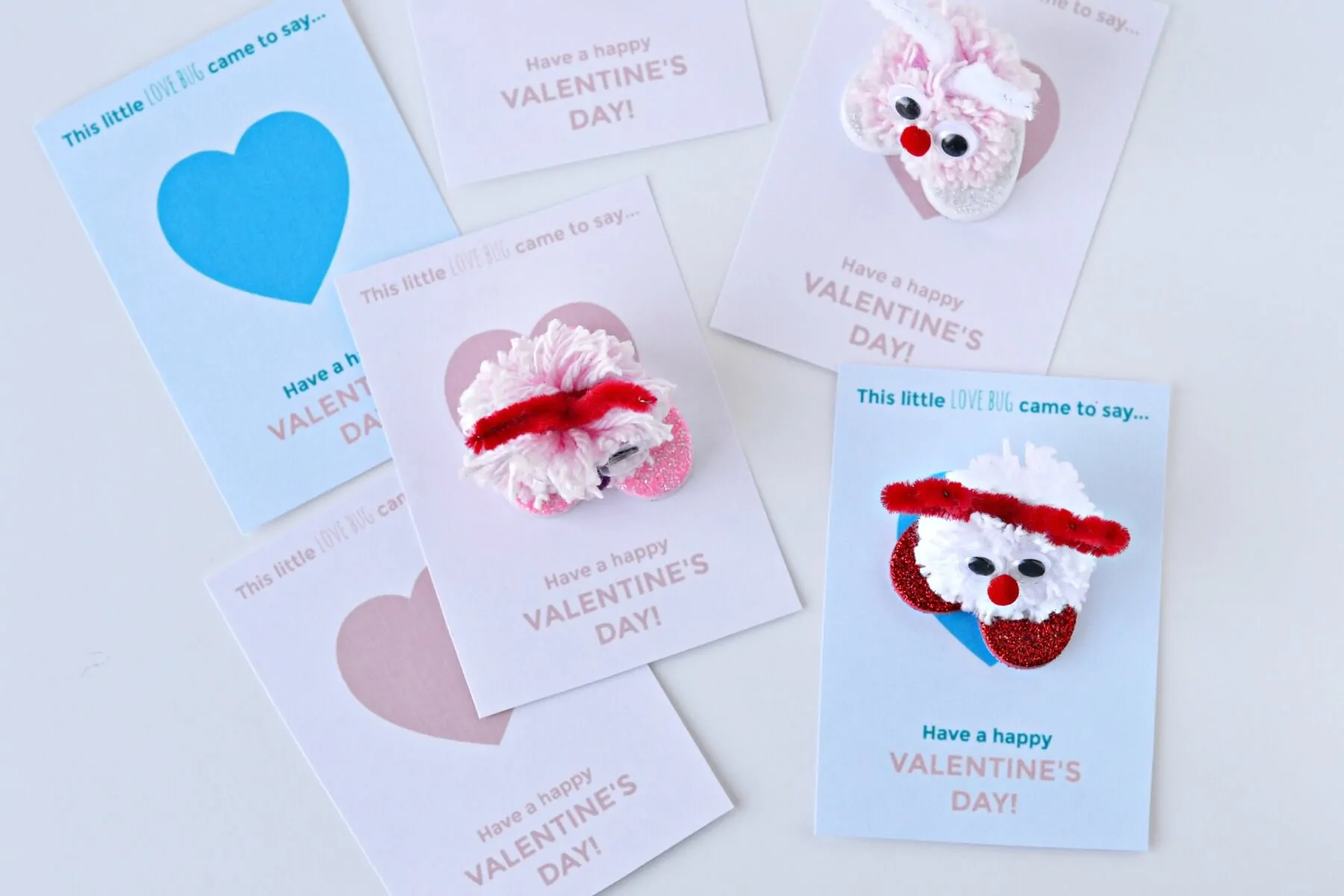 pom pom love bug valentines day cards