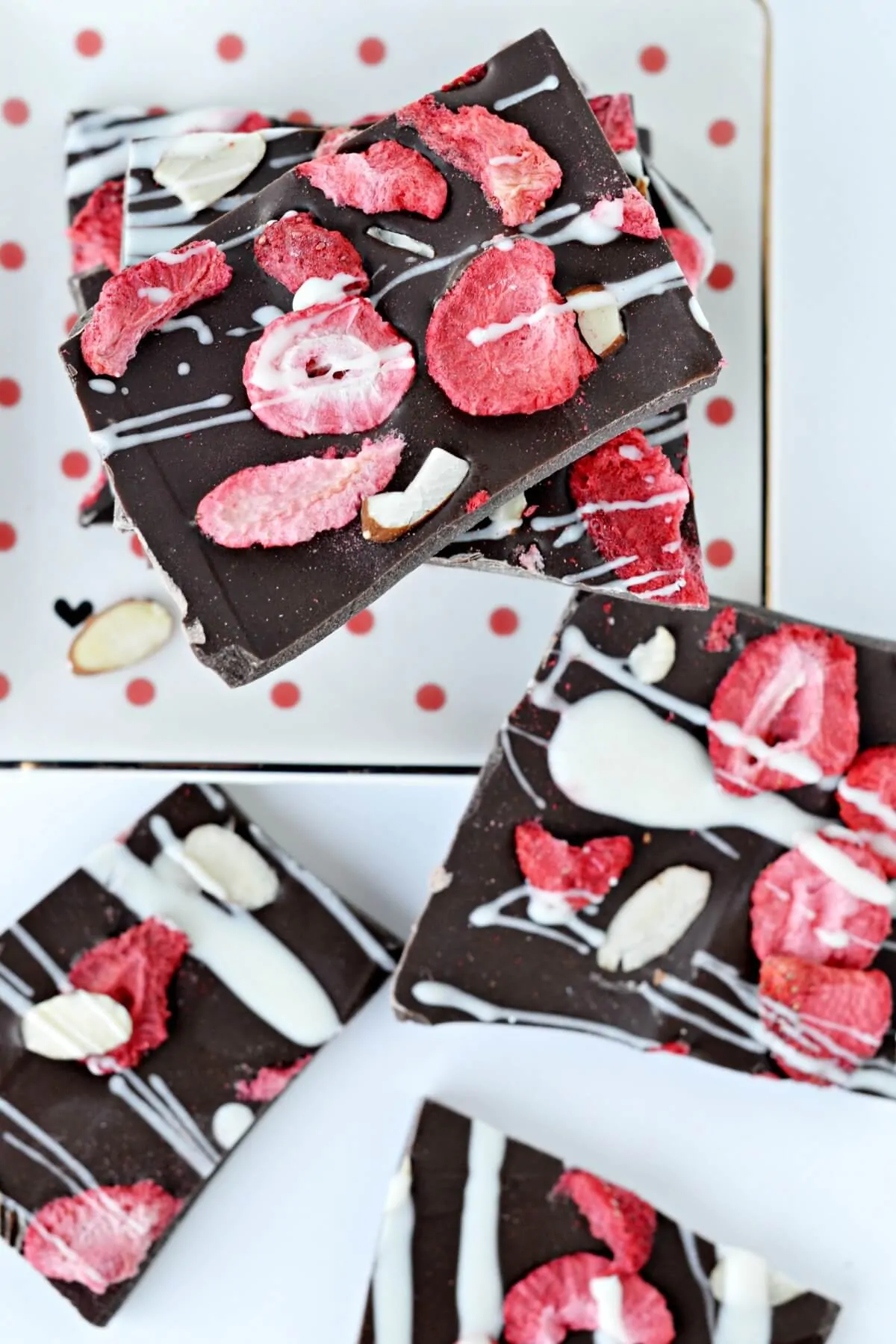 Chocolate Almond Bark With Strawberries for Valentines Day