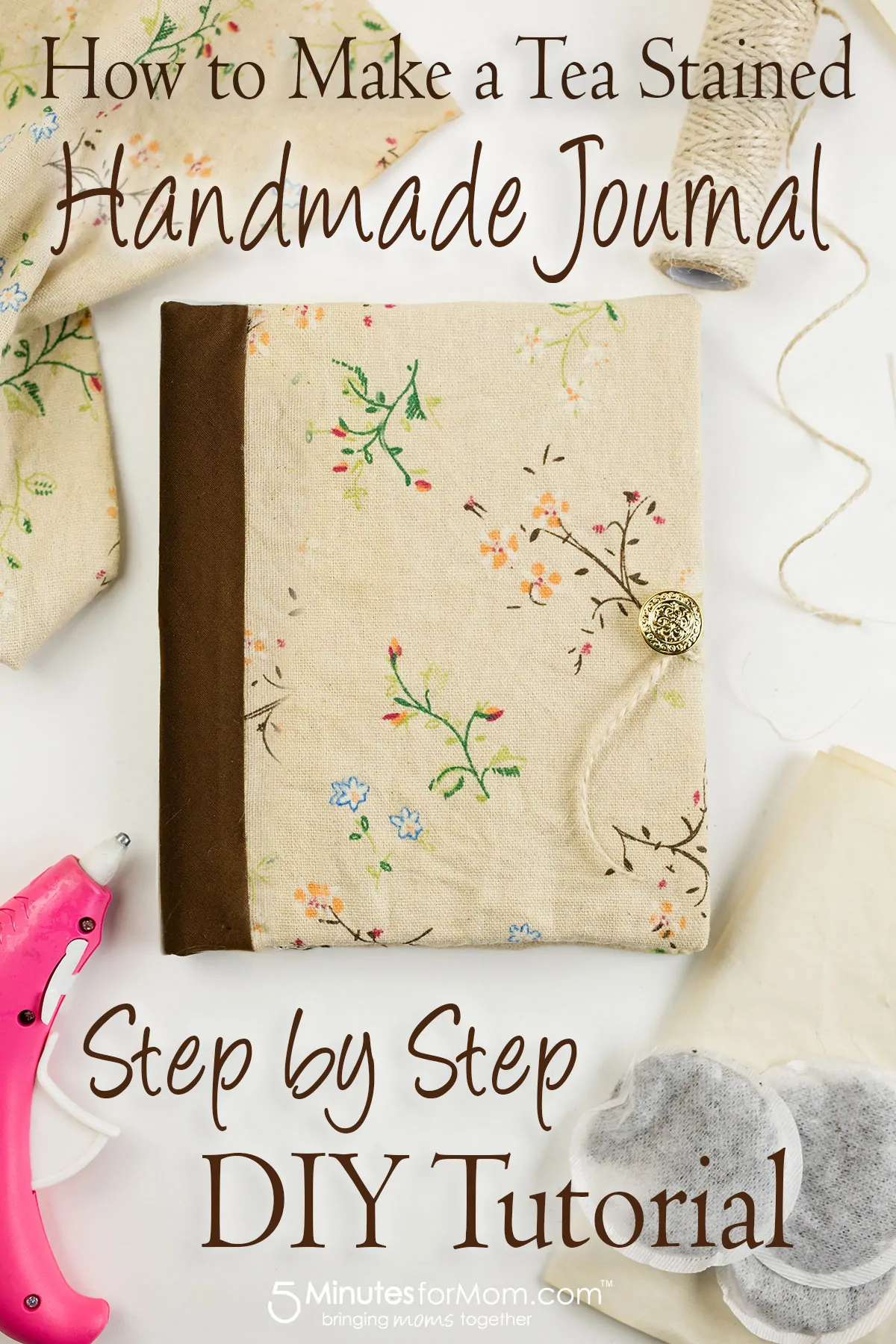 How to make a handmade tea or coffee stained journal - step by step DIY tutorial