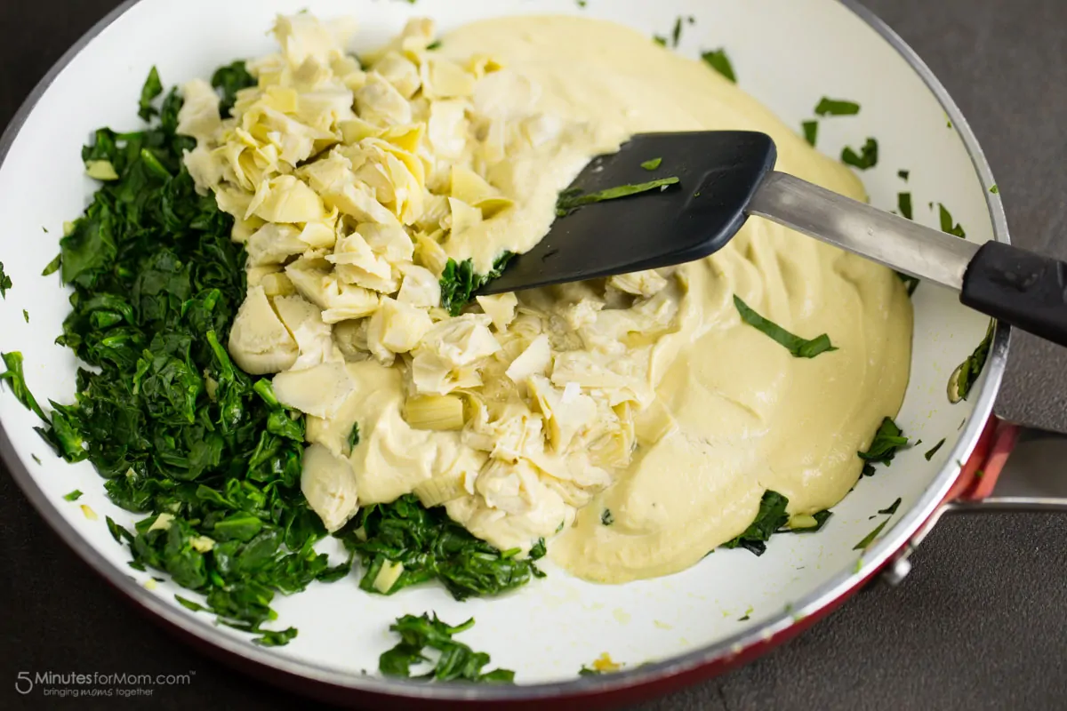 Vegan Spinach and Artichoke Dip with SPOKES Air-Puffed Potato Snacks