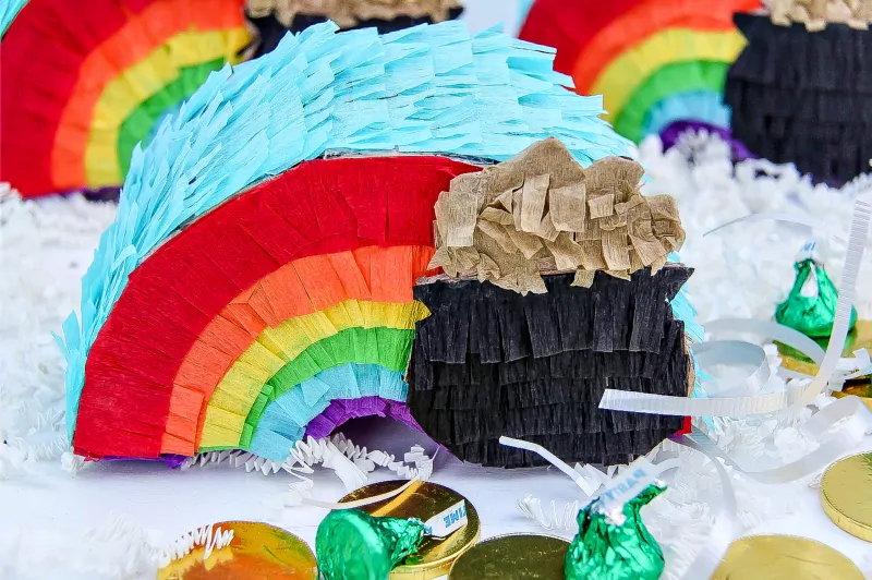 DIY St. Patrick's Day Mini Rainbow Piñatas