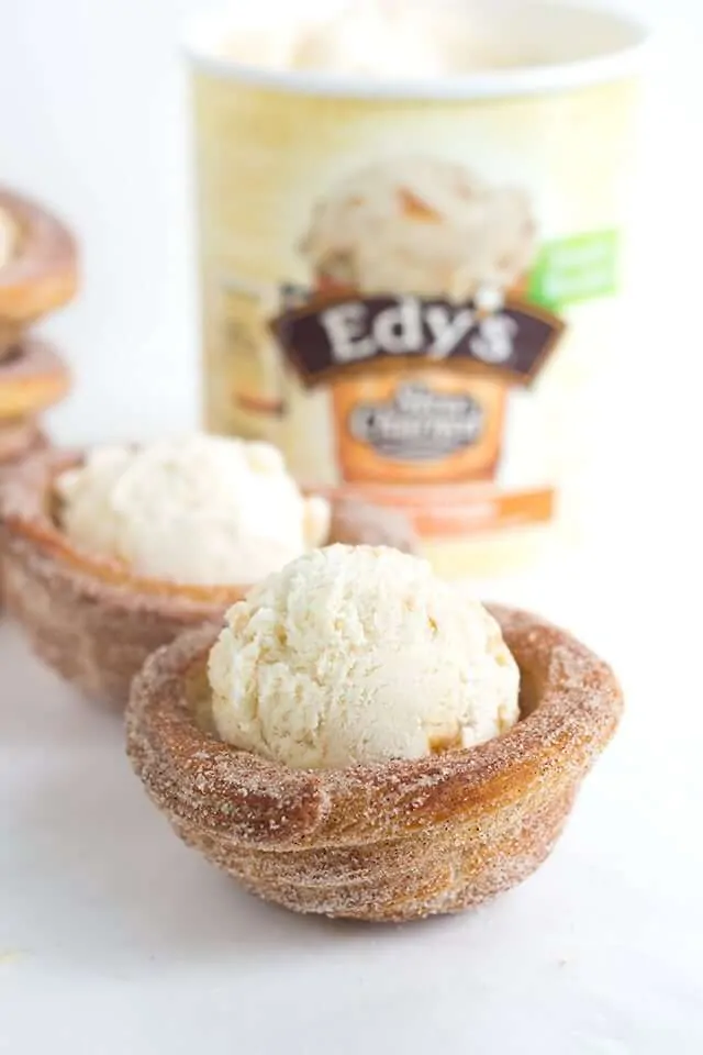 Churro Ice Cream Cups from Cookie Dough and Oven Mitt