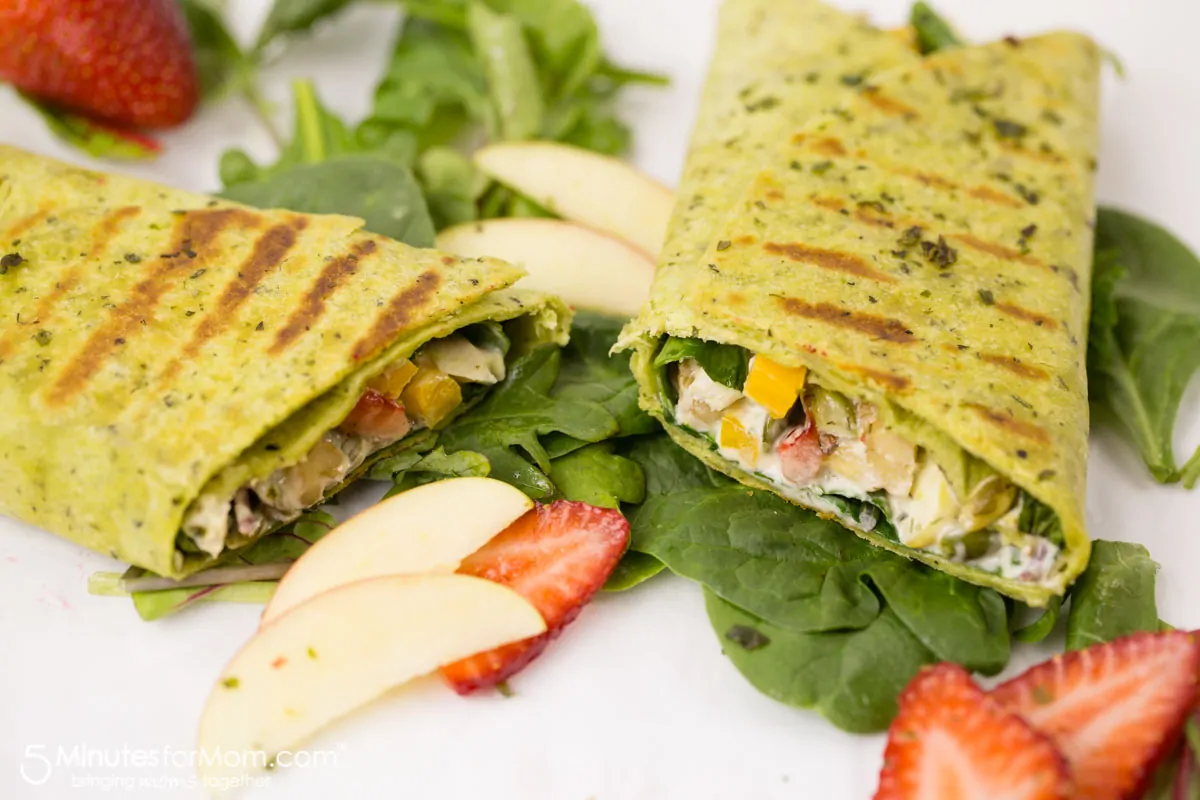 Grilled Chicken Wrap with Spinach, Strawberries and Walnuts