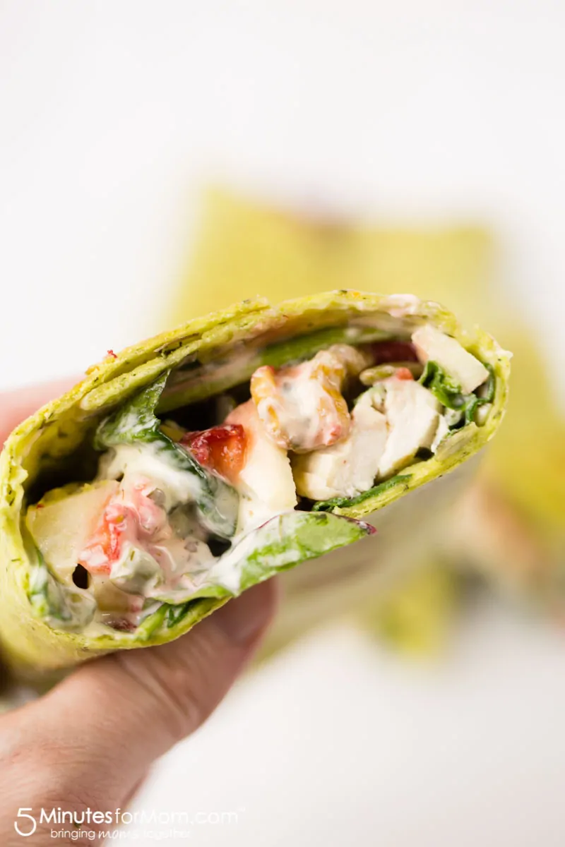 Grilled Chicken Wrap with Spinach, Strawberries and Walnuts