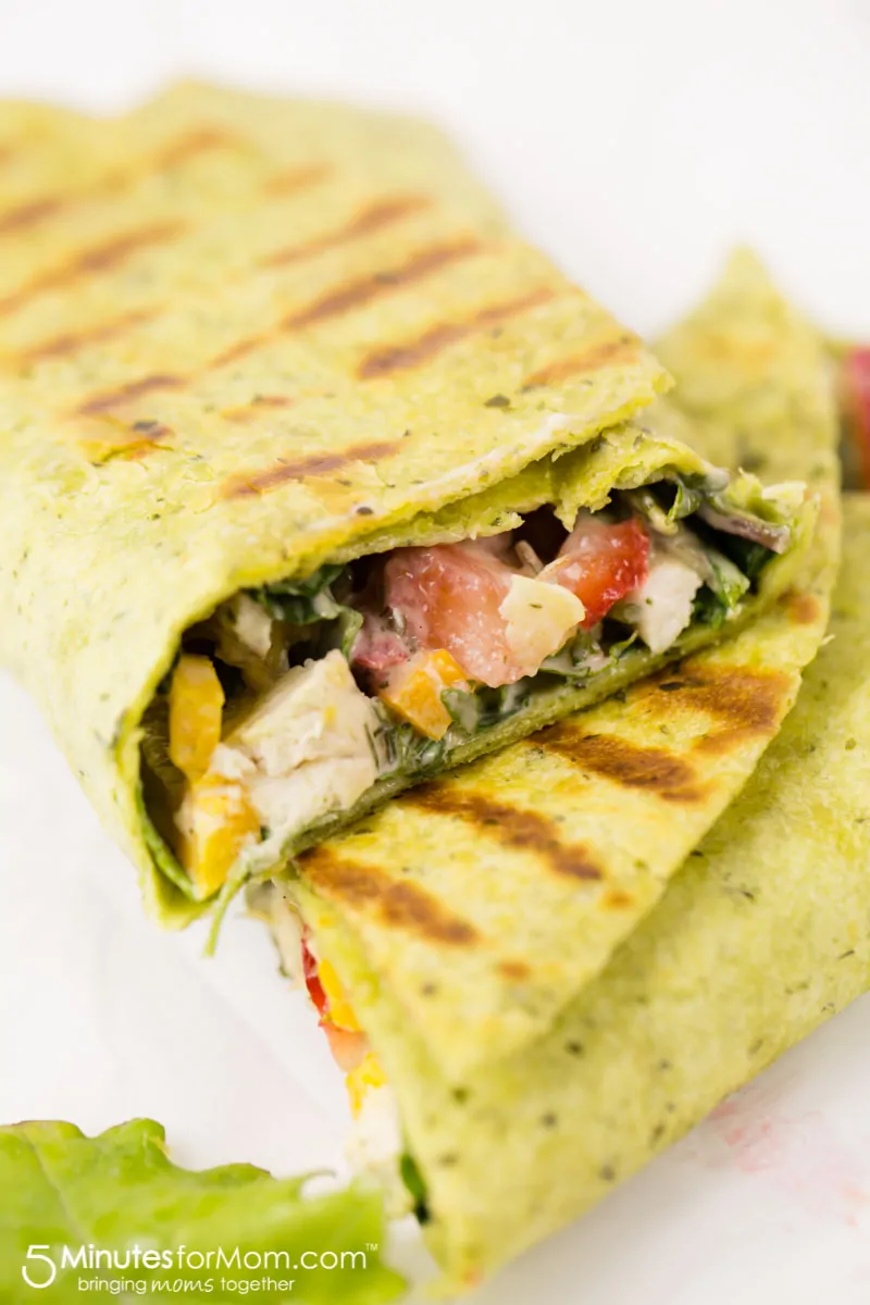 Grilled Chicken Wrap with Spinach, Strawberries and Walnuts