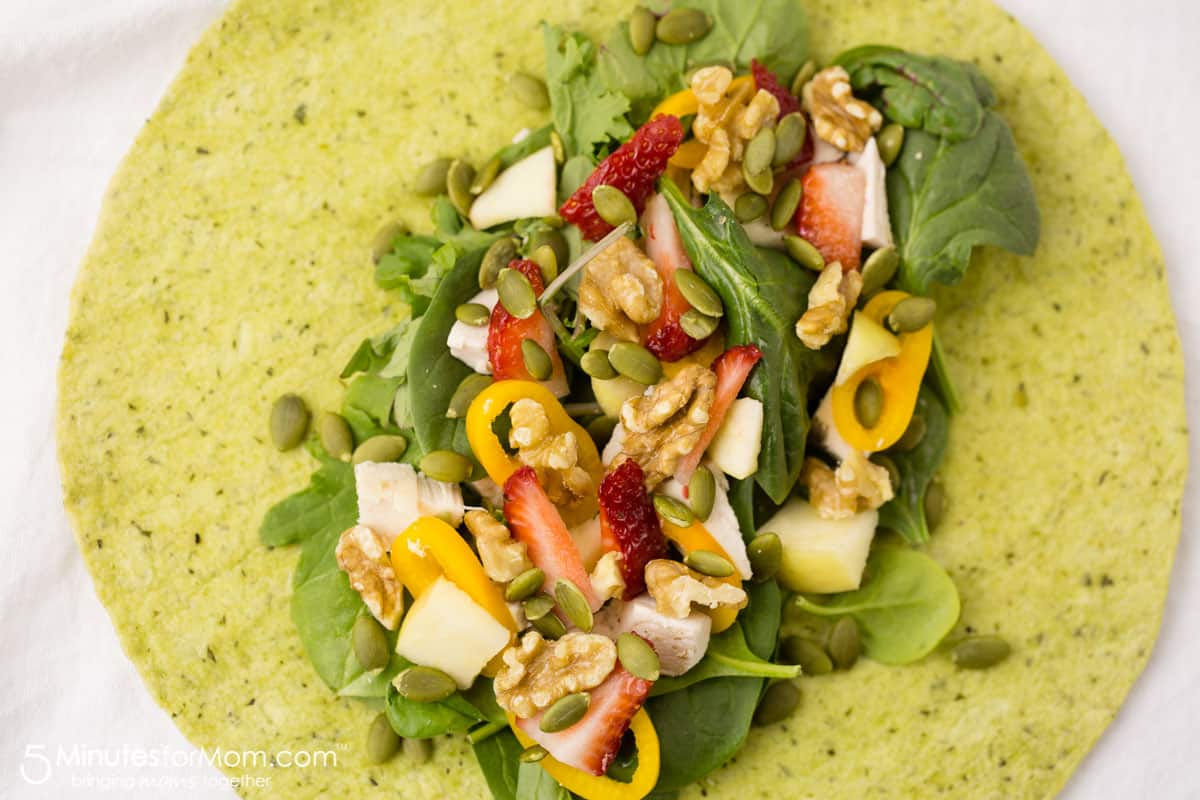 Grilled Chicken Wrap with Spinach, Strawberries and Walnuts