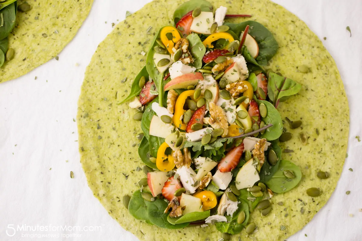 Grilled Chicken Wrap with Spinach, Strawberries and Walnuts