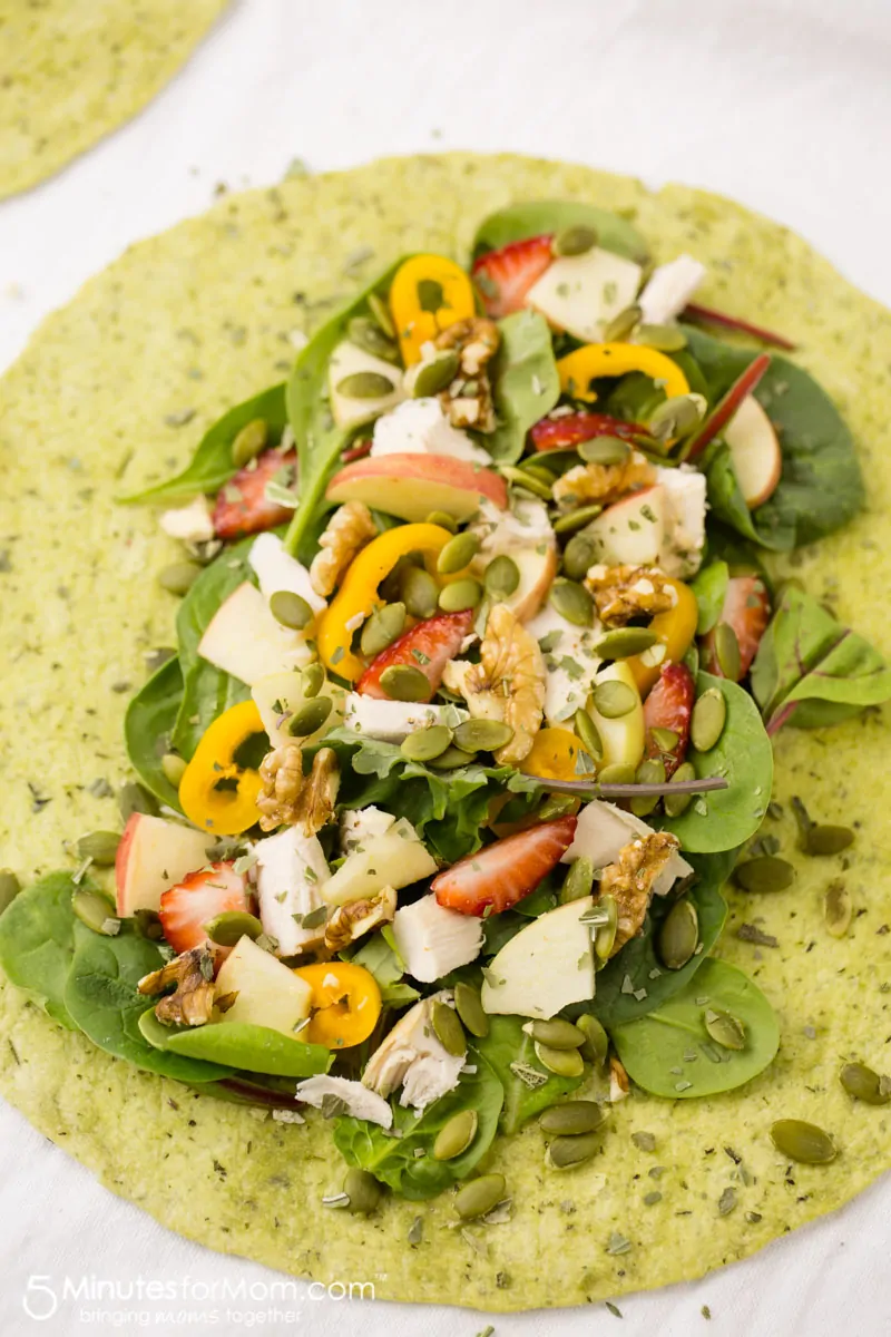 Grilled Chicken Wrap with Spinach, Strawberries and Walnuts
